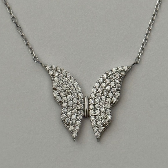 925 Silver butterfly necklace cz cubic zirconia stones